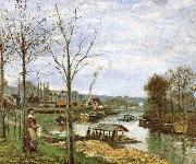 Camille Pissarro Seine River Edge oil